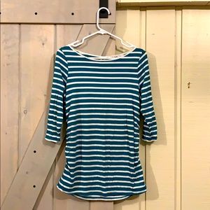 Maternity Top: Teal / White Striped